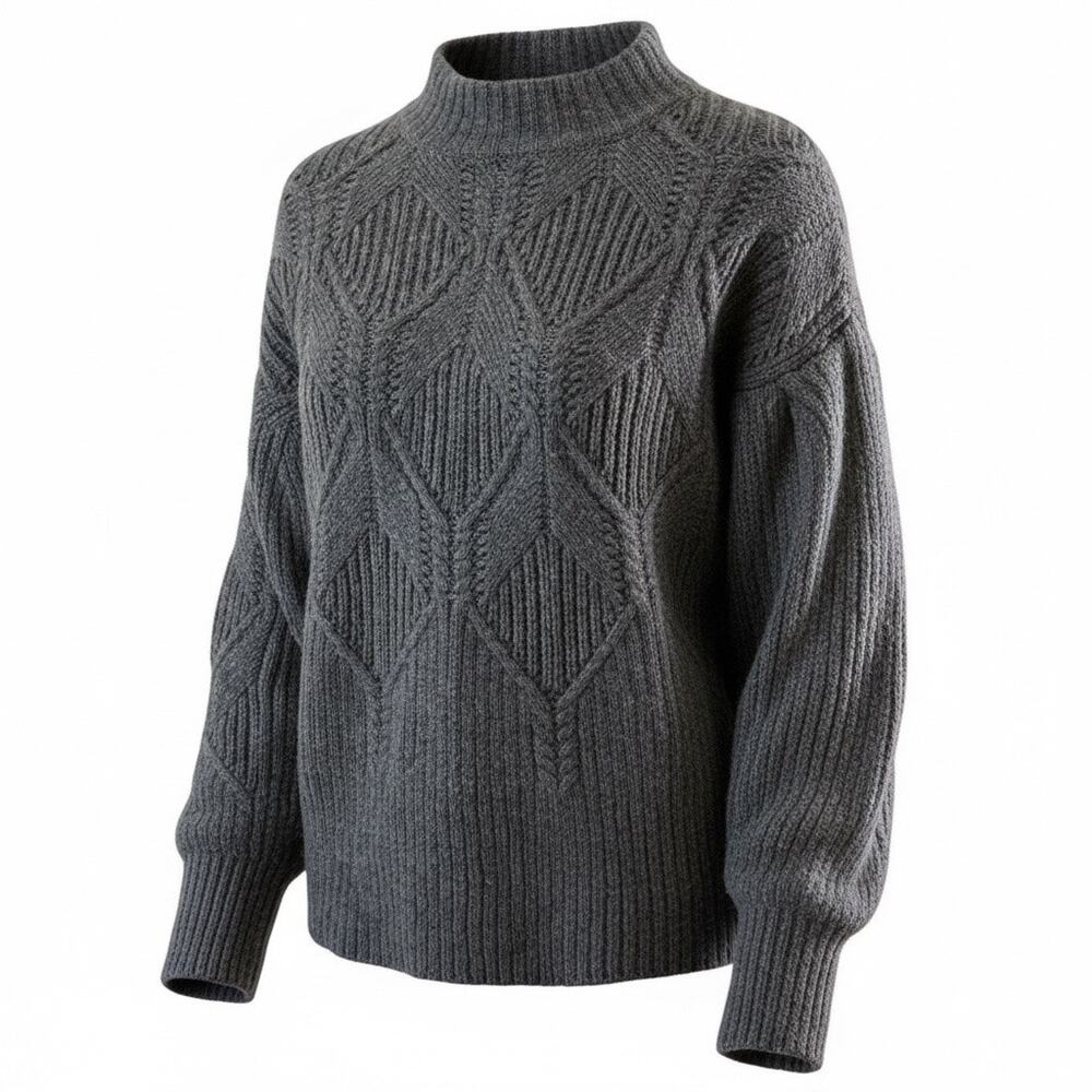 ASTR The Label Women’s Grey Wool Blend Bat Sleeves Sweater Size M - Picture 7 of 7